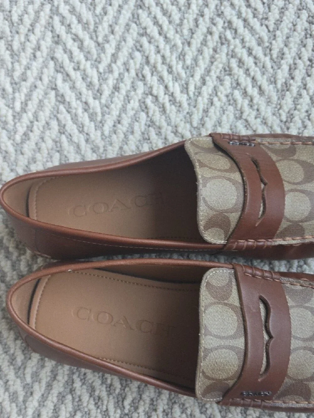 Coach Liam Driver Signature Jacquard Canvas Penny Loafers
